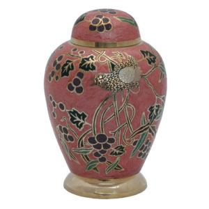 Large pink vineyard urn with lid